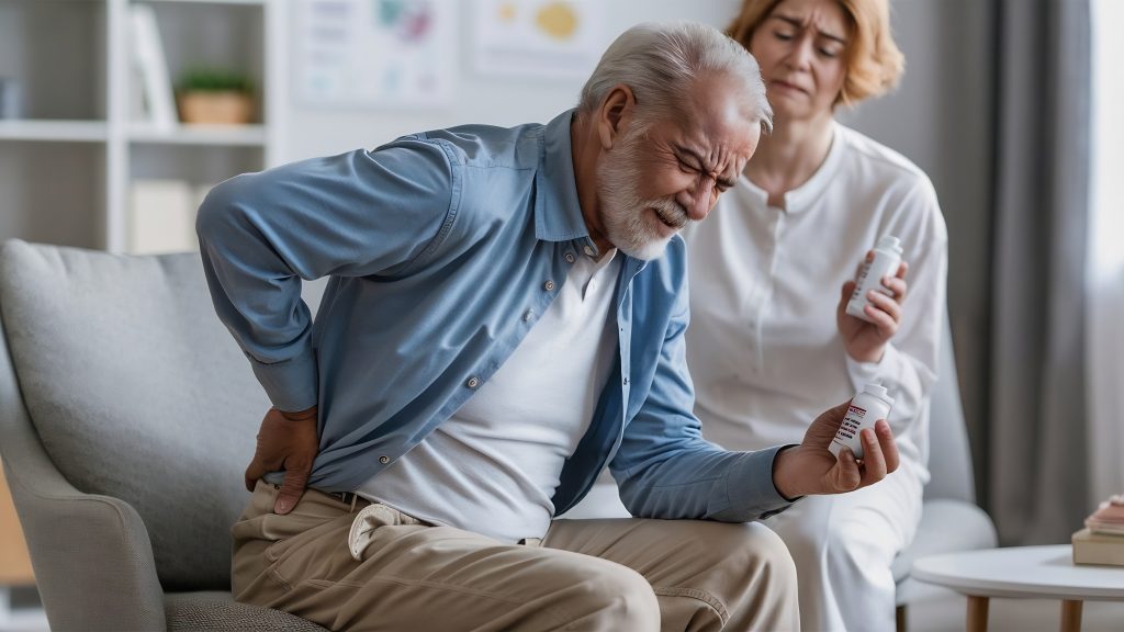Paciente idoso diagnosticado com dor crônica.